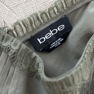 Bebe Khaki Fringe Detail Top